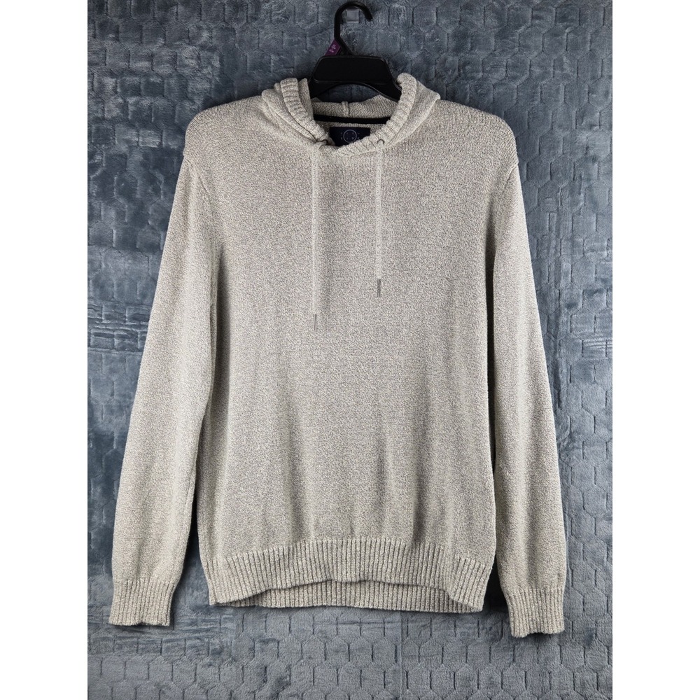 Even Tide Mens XL Oatmeal Marled Knit Pullover Hoodie Sweater MGS10051‎ Beige
